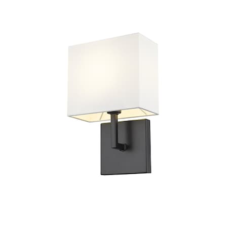 Z-Lite Saxon 1 Light Wall Sconce, Matte Black & White 815-1S-MB